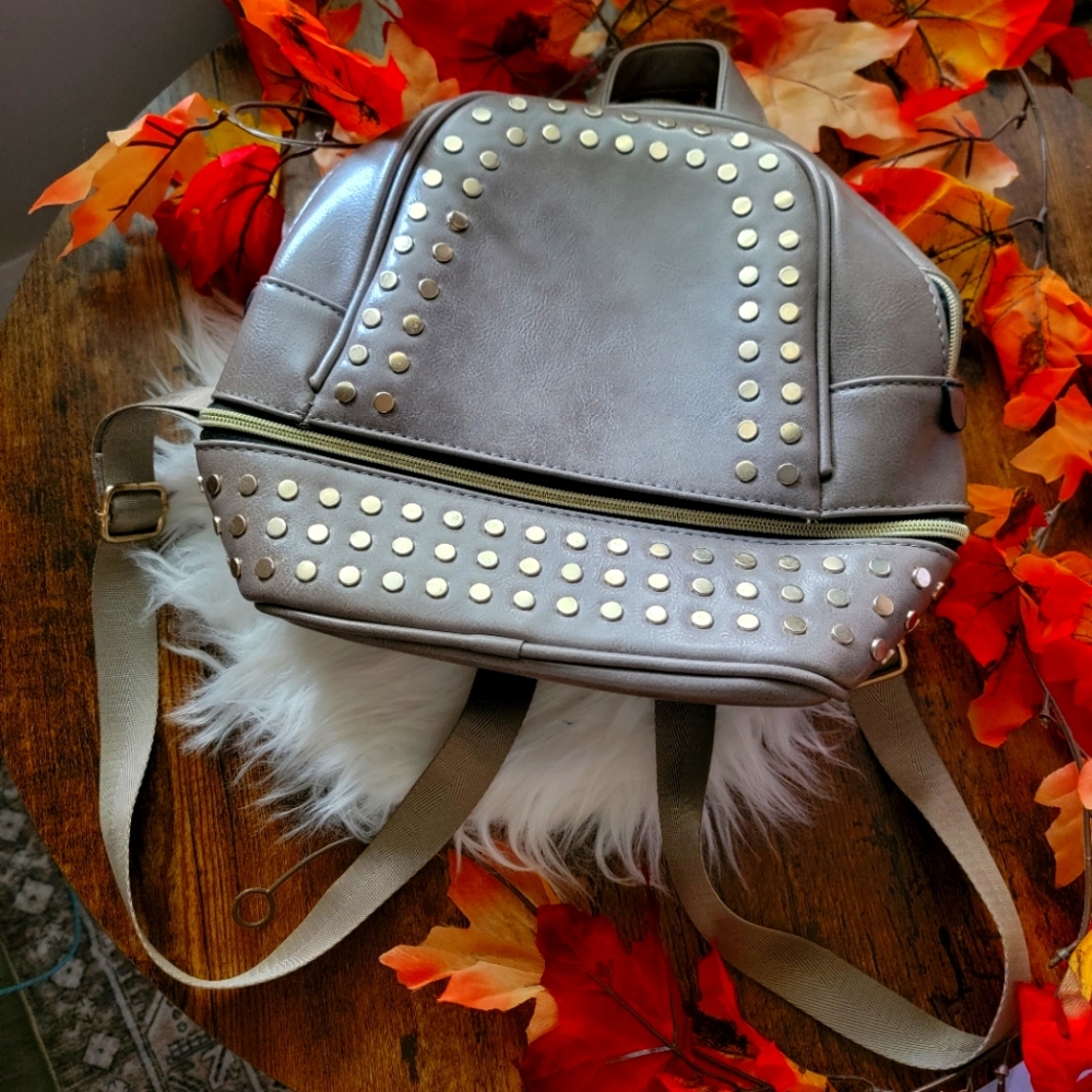 Studded Gray Backpack